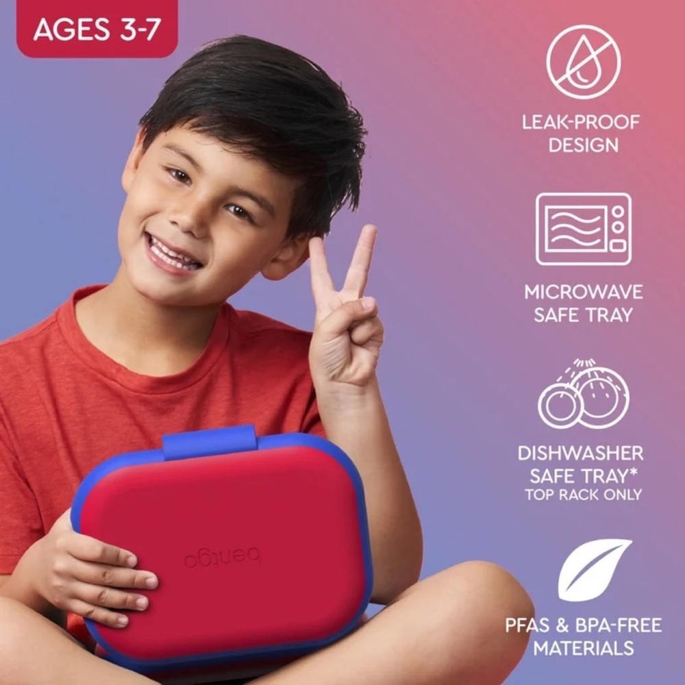 bentgo Chill Kids Bento Box, 4-Compartment, Red/Royal NWOT